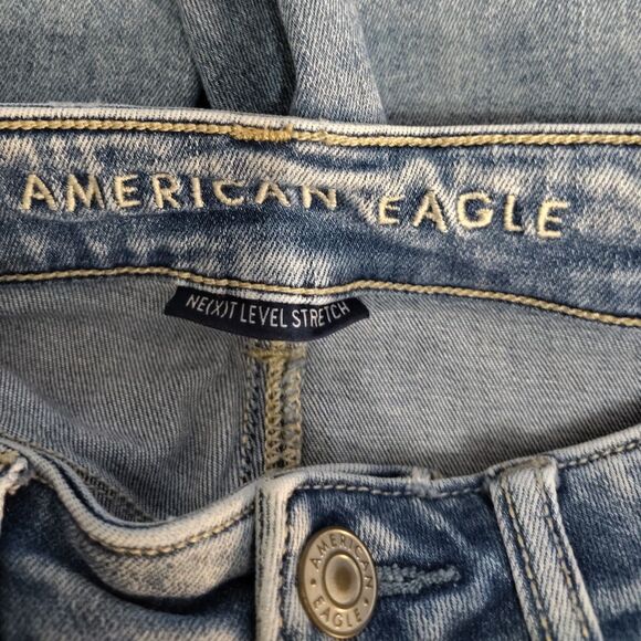 American Eagle Highest Rise Jegging Crop Jeans Women’s Size 8 Raw Hem Denim - Picture 5 of 7